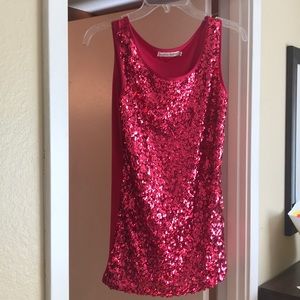 anna-kaci hot pink sequin tank top